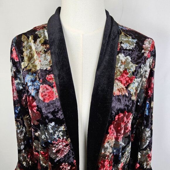 BCBGeneration Crushed Floral Velvet Open Cardigan Sz Small Junior Boho - Picture 8 of 12